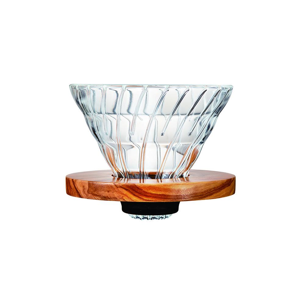 Hario V60 Glass Coffee Dripper Olive Wood Size 02